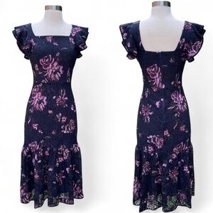 ANTONIO MELANI Dana Lace Embroidered Floral Lined Dress